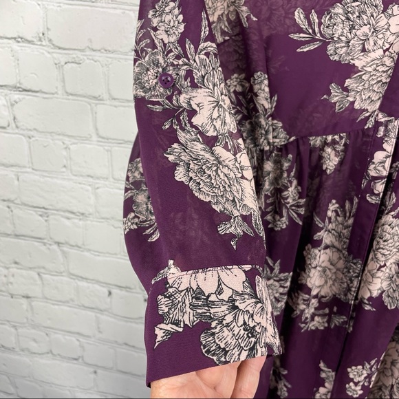 TORRID Purple Floral Chiffon Hi Lo Tunic Top size 00 - Picture 5 of 9